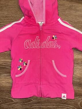 Adidas Pink Flowers Zip Up With Hood Girls/Kids Size 3T
